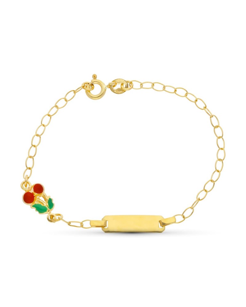 Esclava oro 18k cerezas esmalte 16,5 cm