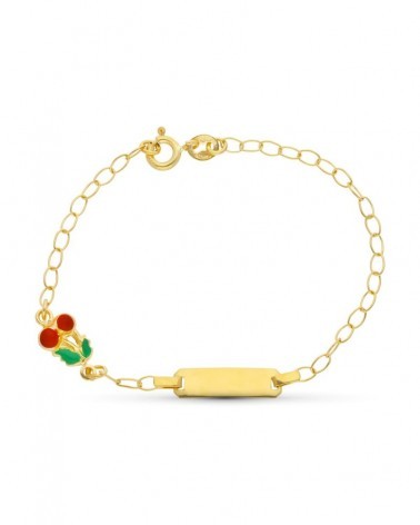 Esclava oro 18k cerezas esmalte 16,5 cm
