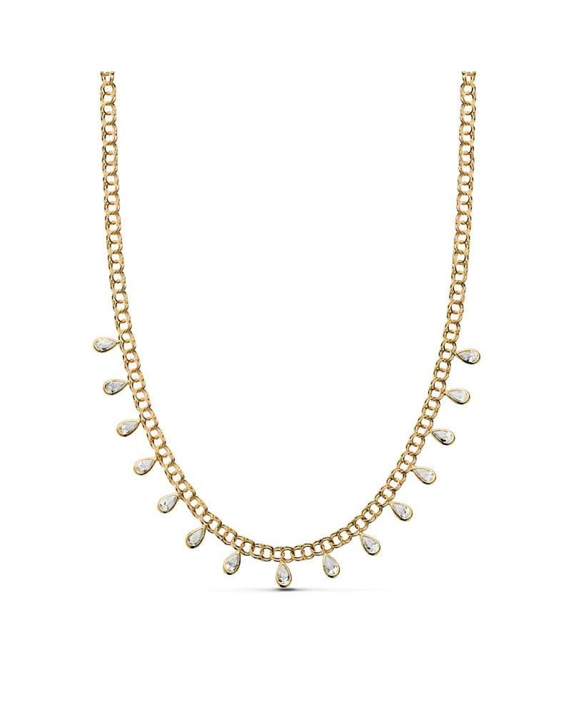 Collar oro 18k amarillo lágrimas circonitas 42cm