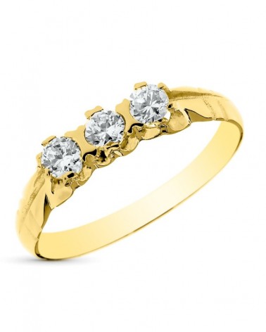 Sortija oro 18k tresillo hombre circonitas 2,5 mm