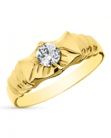 Solitario oro 18k amarillo circonita 4mm