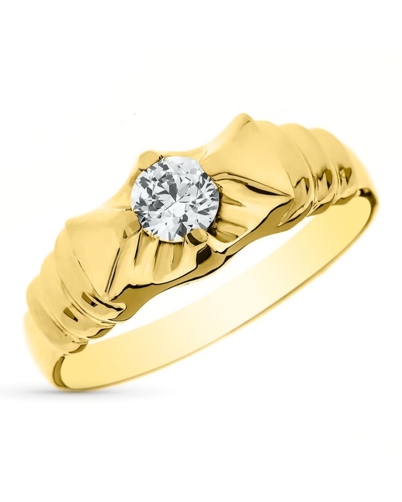 Solitario oro 18k amarillo circonita 4mm