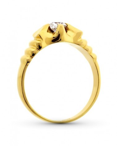 Solitario oro 18k amarillo circonita 4mm