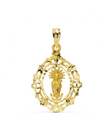 Medalla oro 18k Virgen de la Almudena orla calada 27x20mm