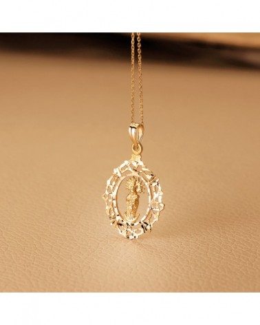 Medalla oro 18k Virgen de la Almudena orla calada 27x20mm