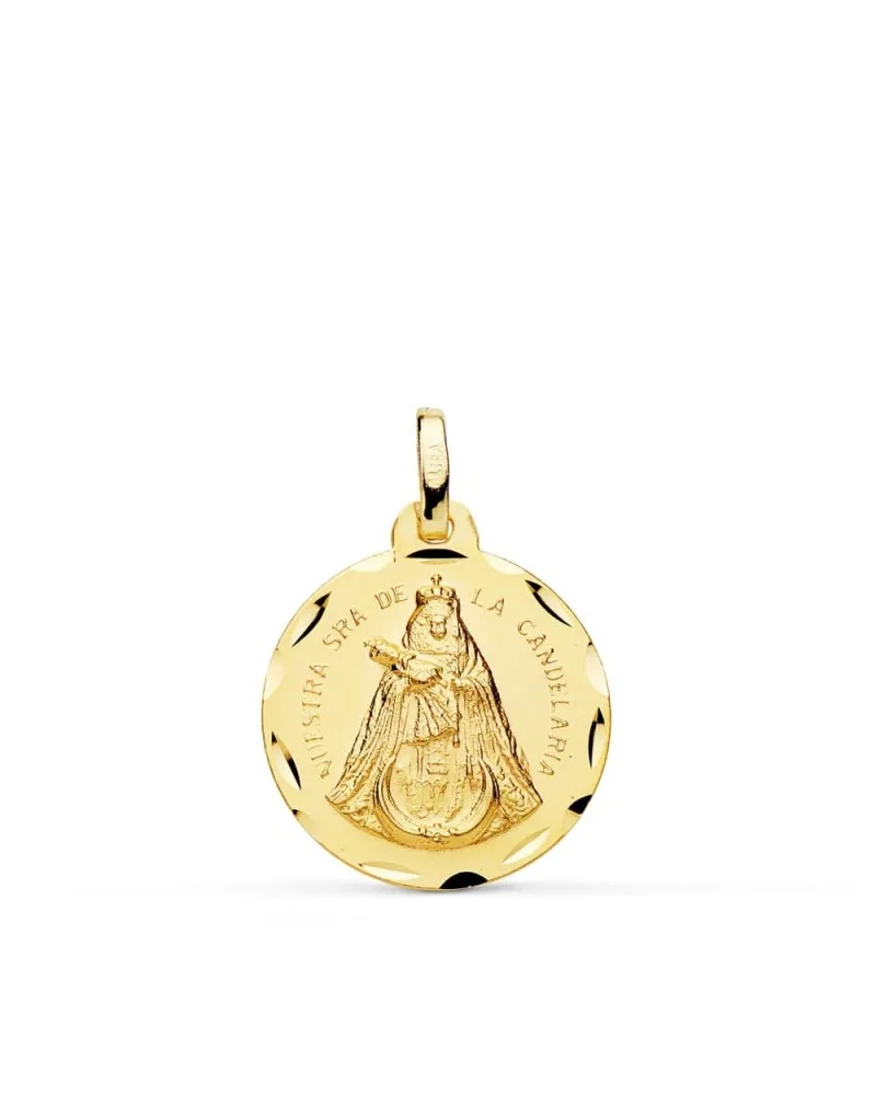 Medalla oro 18k Nuestra Señora Candelaria tallada 18mm