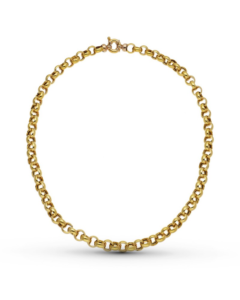 Cadena oro 18k amarillo rolo hueca 45cm 8mm