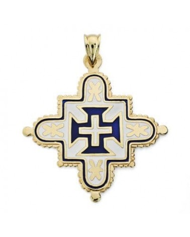 Cruz oro 18k esmalte Extremadura 41x38 mm