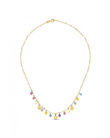 Gargantilla oro 18k flores y piedras colores
