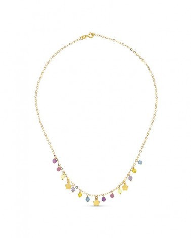 Gargantilla oro 18k flores y piedras colores