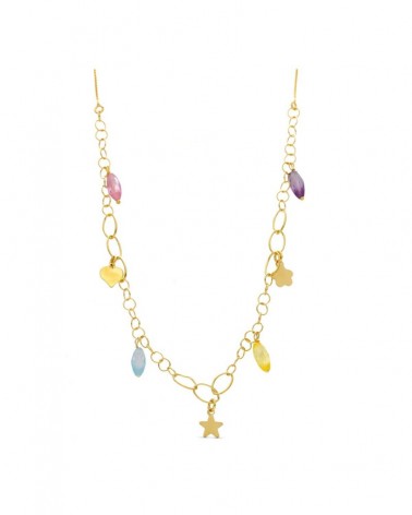 Gargantilla oro 18k piedras color motivos estrella corazón