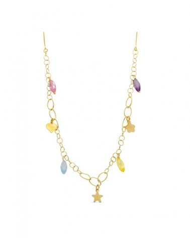 Gargantilla oro 18k piedras color motivos estrella corazón