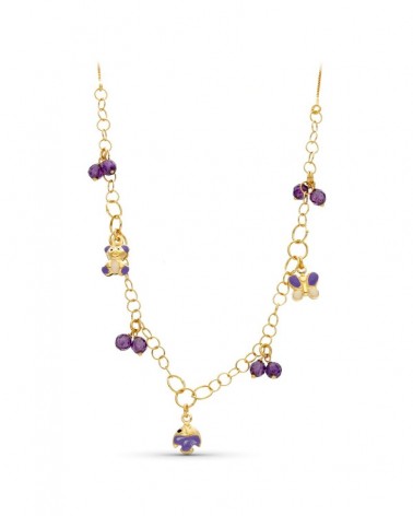 Gargantilla oro 18k amarillo esmalte violeta