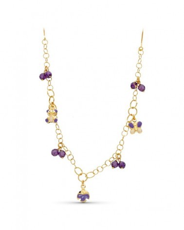 Gargantilla oro 18k amarillo esmalte violeta