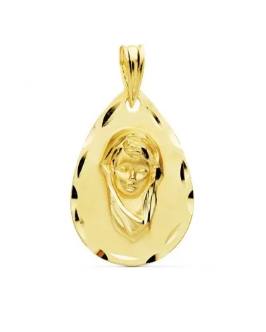 Medalla oro 18k Virgen Niña 21x14 mm
