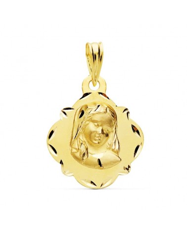 Medalla oro 18k Virgen Niña 19x16 mm
