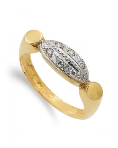 Sortija oro 18k bicolor motivo oval circonitas 7mm