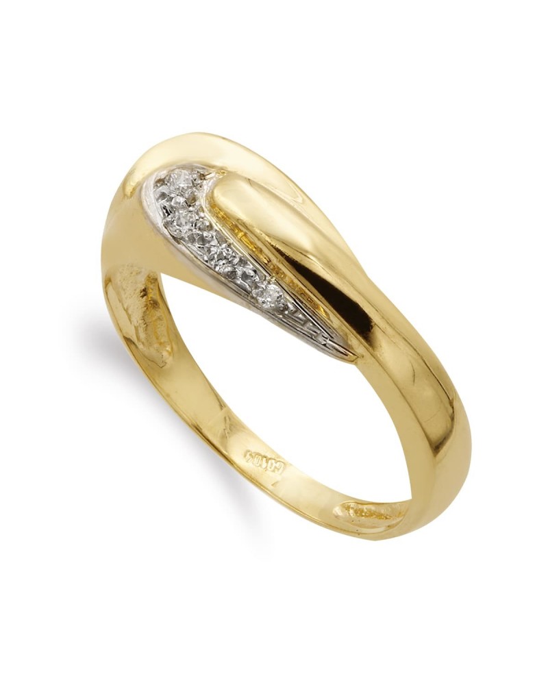 Sortija oro 18k bicolor circonitas ancho 7mm