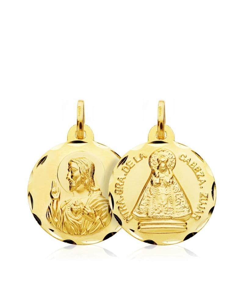 Escapulario oro 18k Corazón de Jesús Virgen de Zujar 18mm