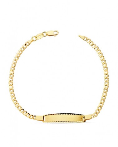 Pulsera esclava oro 18k barbada hueca niño 17 cm