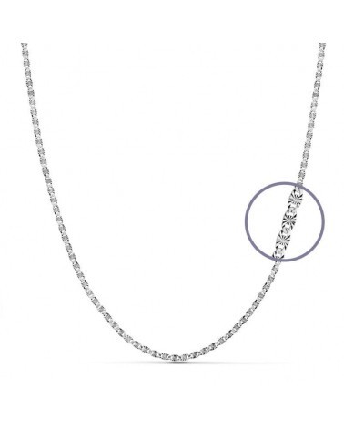 Cadena oro blanco 18k diamantada maciza 40 cm