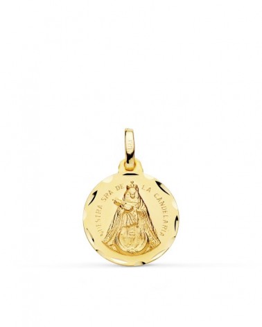 Medalla oro 18k Virgen Candelaria tallada 16mm