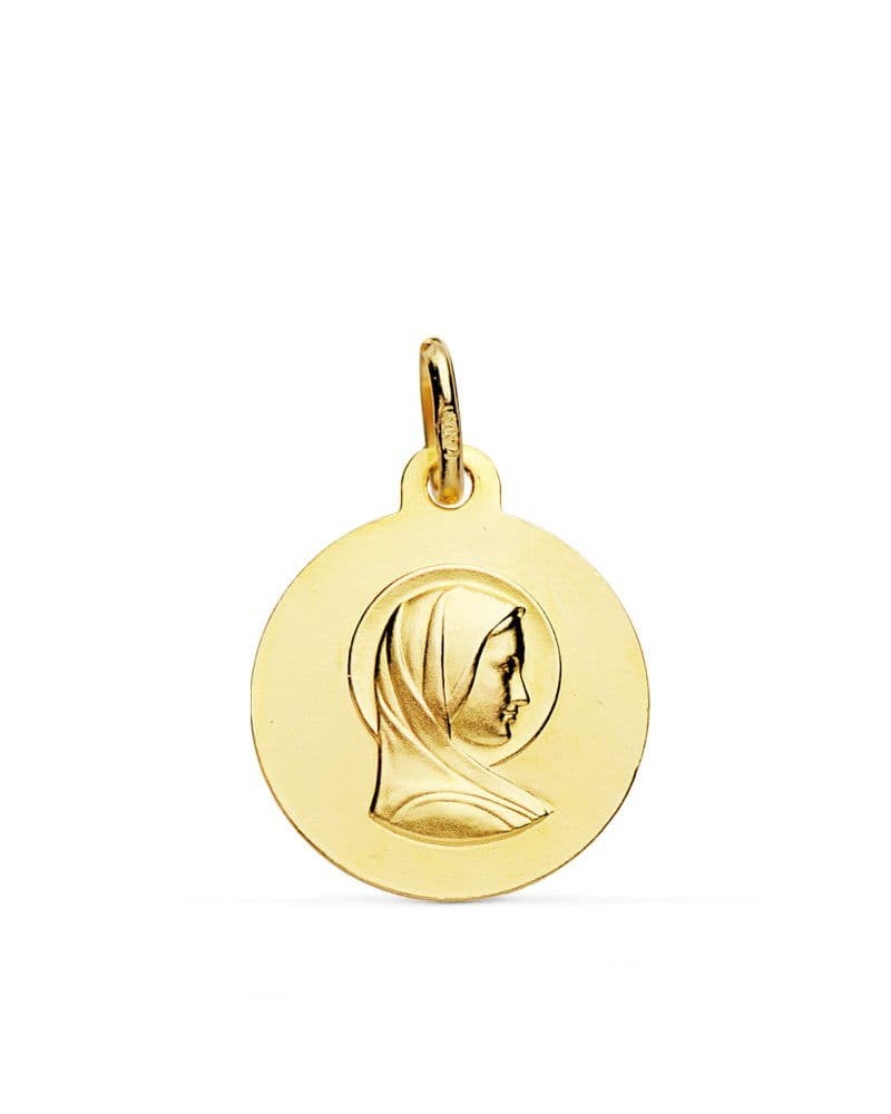 Medalla oro 18k Virgen María francesa 16mm