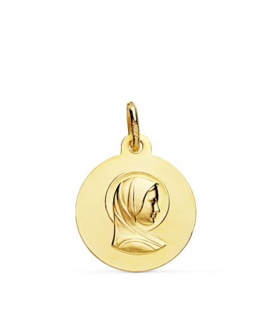 Medalla oro 18k Virgen María francesa 16mm