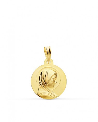 Medalla oro 18k Virgen Niña 16 mm