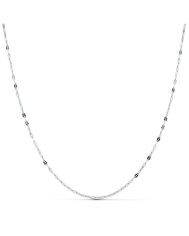 Cadena oro blanco 18k eslabones tallados 40 cm