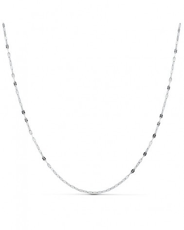 Cadena oro blanco 18k eslabones tallados 40 cm