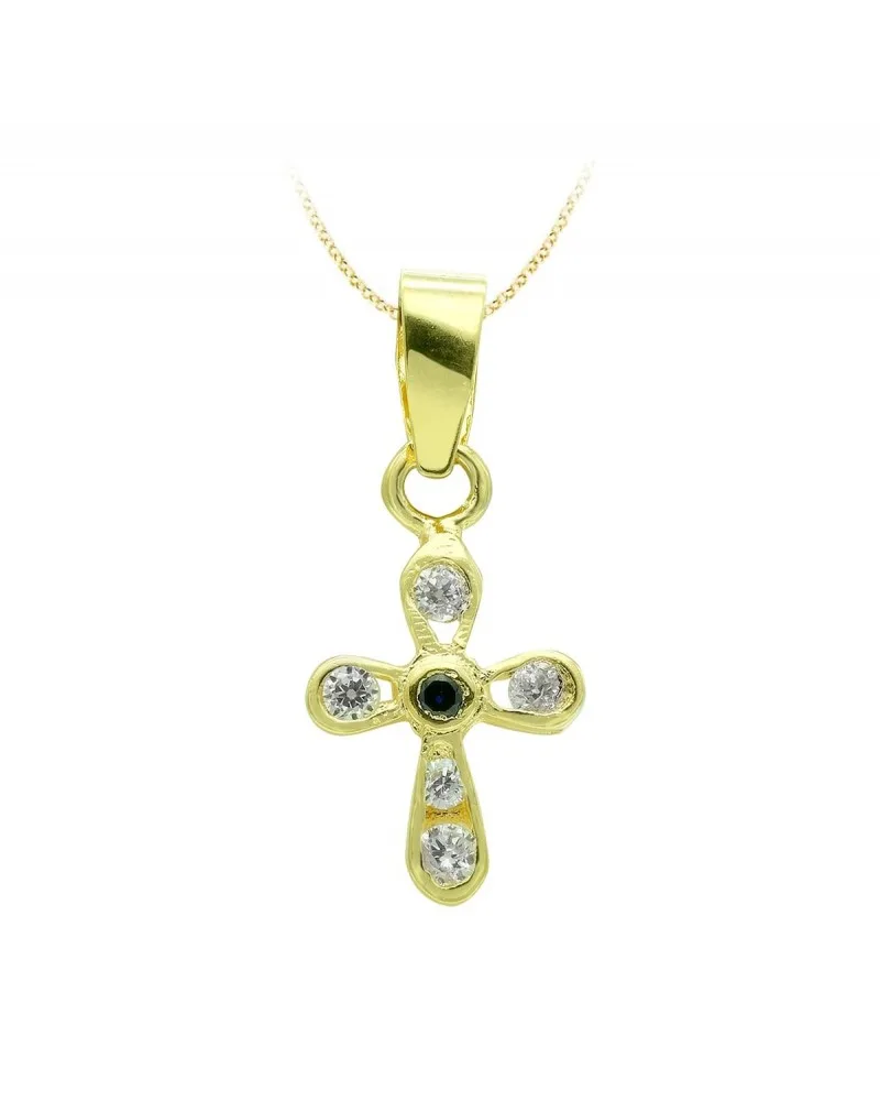 Cruz oro 18k amarillo circonita 14x9 mm