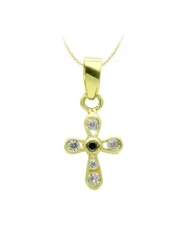 Cruz oro 18k amarillo circonita 14x9 mm