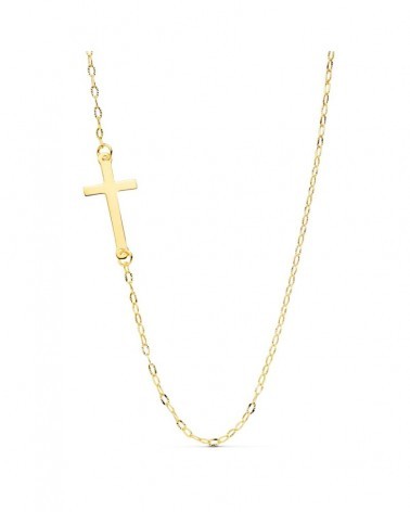 Gargantilla oro 18k amarillo cruz 42cm