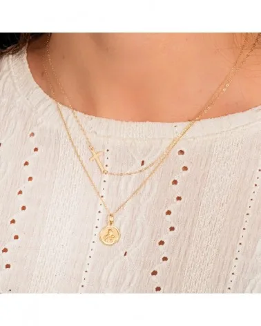 Gargantilla oro 18k amarillo cruz 42cm