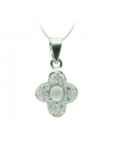 Cruz oro blanco 18k con circonita 14x10 mm