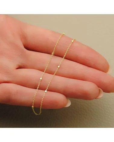 Cadena oro 18k amarillo forzada con cubos 1 mm 40cm - foto 3