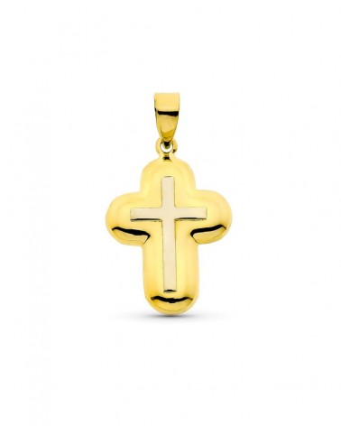 Cruz oro 18k bicolor sin cristo 22x15mm