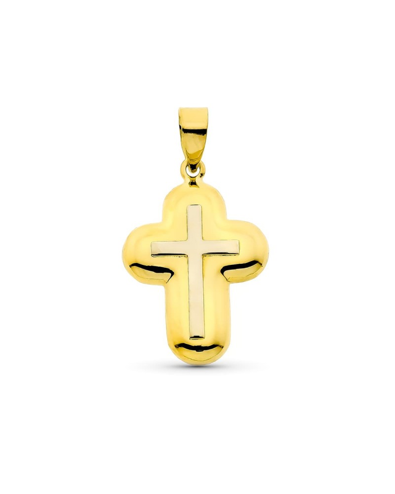 Cruz oro 18k bicolor sin cristo 22x15mm