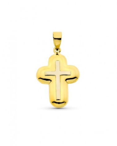 Cruz oro 18k bicolor sin cristo 22x15mm