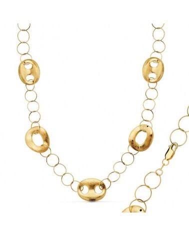 Collar oro amarillo 18k eslabones circulares nudos 46cm