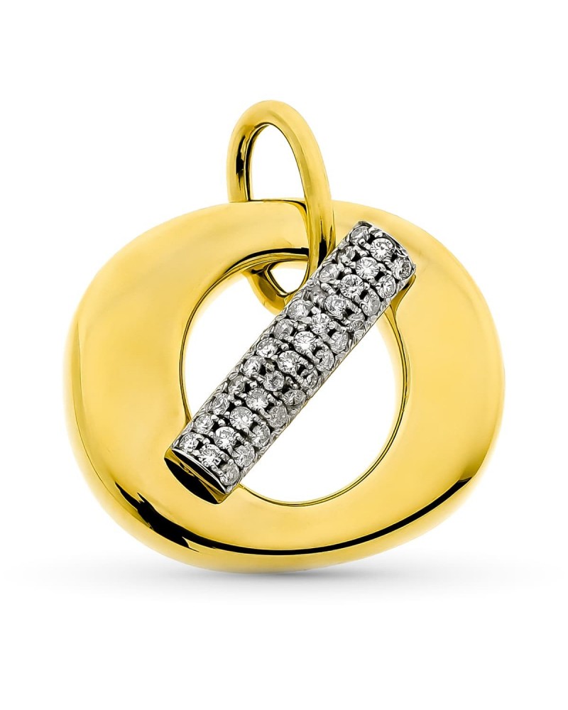 Colgante oro 18k bicolor redondo hueco 23x26mm