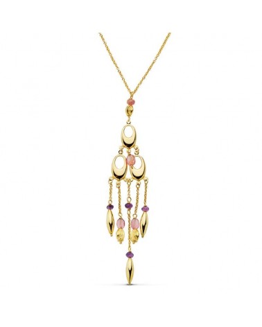 Collar oro amarillo 18k colgante piedras de color