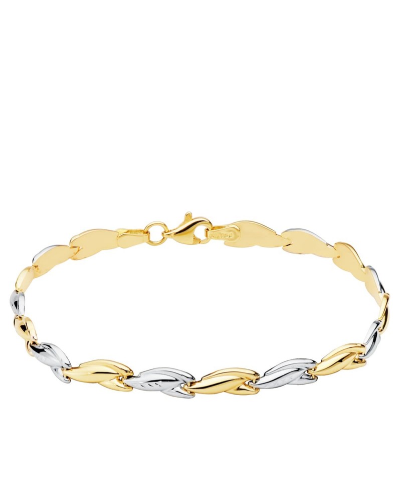 Pulsera oro 18k bicolor estampación 19cm