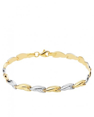 Pulsera oro 18k bicolor estampación 19cm