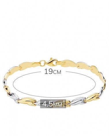 Pulsera oro 18k bicolor estampación 19cm