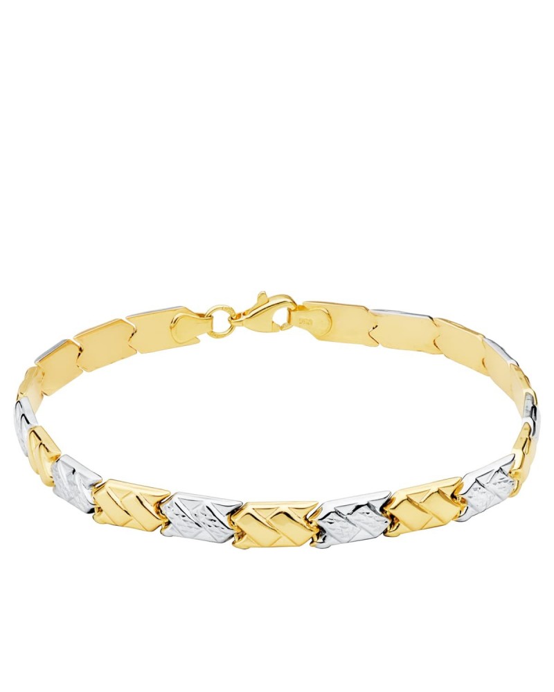 Pulsera oro 18k bicolor estampada 19cm