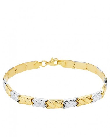 Pulsera oro 18k bicolor estampada 19cm