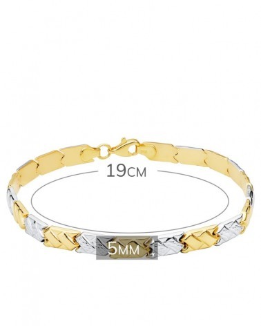 Pulsera oro 18k bicolor estampada 19cm
