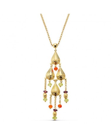 Collar oro 18k amarillo piedras multicolor 42cm